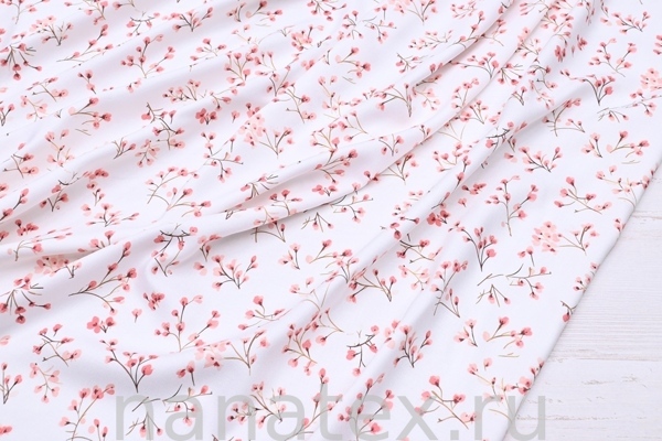 ТКАНЬ ПЛАТЕЛЬНАЯ ВИСКОЗА ТВИЛ 1430/200293 Мелкий цветочек розовый
