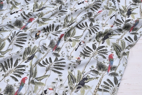 ТКАНЬ ПЛАТЕЛЬНАЯ ВИСКОЗА БАТИСТ 1800/200128 Тропики на голубом