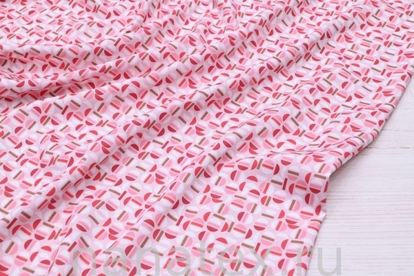 ТКАНЬ ПЛАТЕЛЬНАЯ ВИСКОЗА ТВИЛ 1430/200162 Геометрия розовый с беж