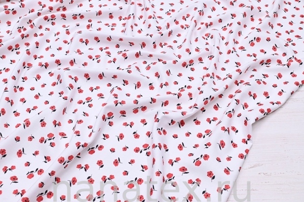 ТКАНЬ ПЛАТЕЛЬНАЯ ВИСКОЗА ТВИЛ 1430/200333 Красный цветочек