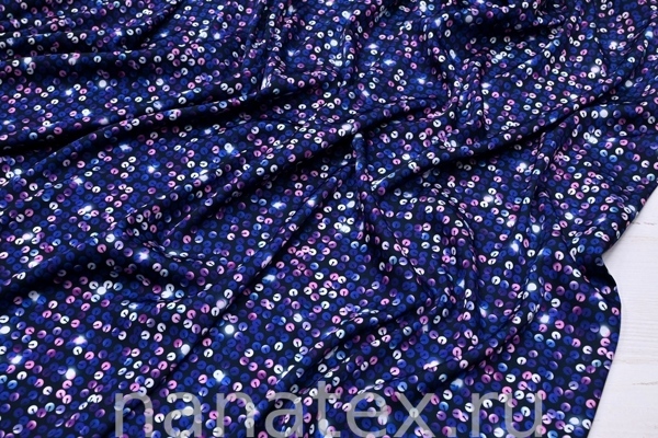 ТКАНЬ ПЛАТЕЛЬНАЯ ШЕЛК искусственный 8570/101773 Пайетки лилово-фиолетовые