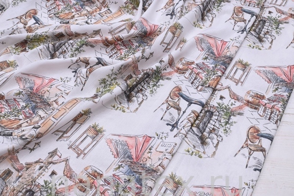 ТКАНЬ ПЛАТЕЛЬНАЯ ЛЁН ВИСКОЗА 6104/200415 Итальянский дворик