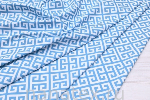 ТКАНЬ ПЛАТЕЛЬНАЯ ХЛОПОК стрейч 6020/200378 Голубой орнамент