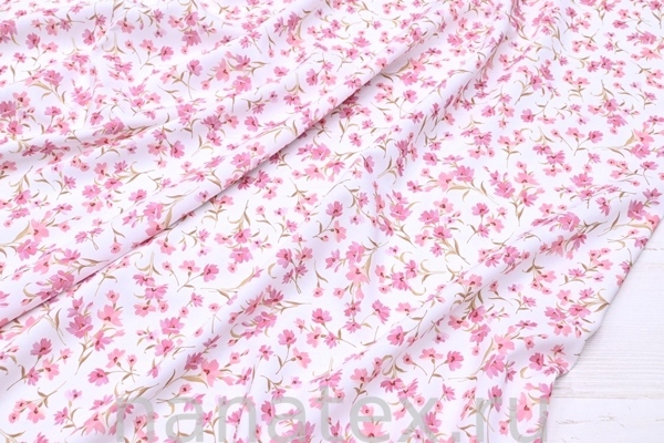 ТКАНЬ ПЛАТЕЛЬНАЯ ШТАПЕЛЬ 1597/200253 Розовые цветочки