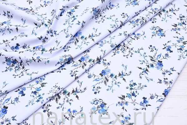 ТКАНЬ ПЛАТЕЛЬНАЯ ХЛОПОК стрейч 6020/200320 Мелкий цветочек синий