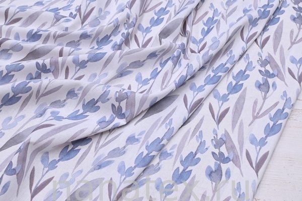 ТКАНЬ ПЛАТЕЛЬНАЯ ЛЁН ВИСКОЗА 6104/200406 Акварель голубой серый