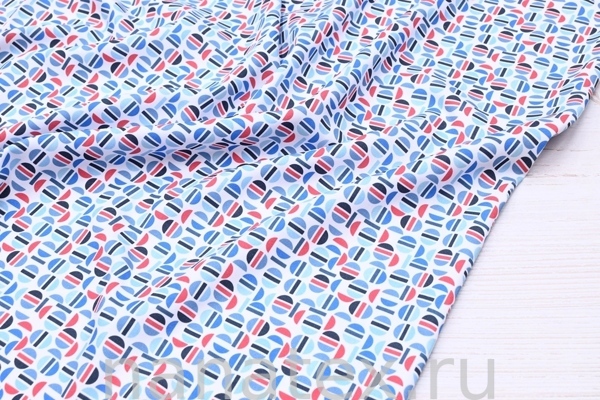 ТКАНЬ ПЛАТЕЛЬНАЯ ВИСКОЗА ТВИЛ 1430/200161 Геометрия синий с красным