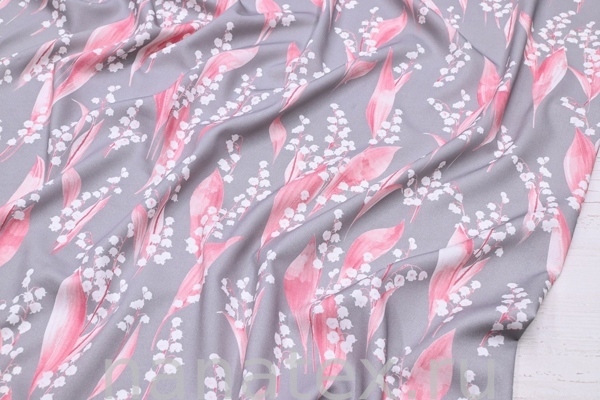 ТКАНЬ ПЛАТЕЛЬНАЯ ВИСКОЗА ТВИЛ 1430/200433 Ландыши на сером