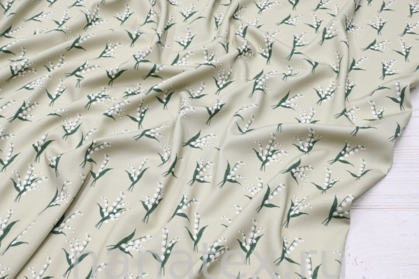 ТКАНЬ ПЛАТЕЛЬНАЯ ВИСКОЗА ТВИЛ 1430/200469 Ландыши олива