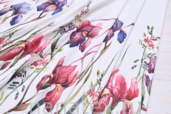 ТКАНЬ ПЛАТЕЛЬНАЯ ХЛОПОК стрейч 6020/200447 Ирисы купон