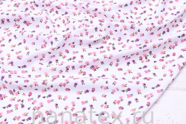 ТКАНЬ ПЛАТЕЛЬНАЯ ШТАПЕЛЬ 1597/200233 Мелкий цветочек розовый
