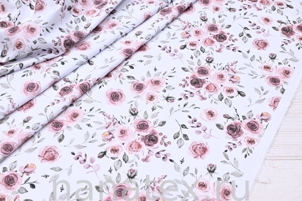 ТКАНЬ ПЛАТЕЛЬНАЯ ХЛОПОК стрейч 6020/200221 Мелкие розочки