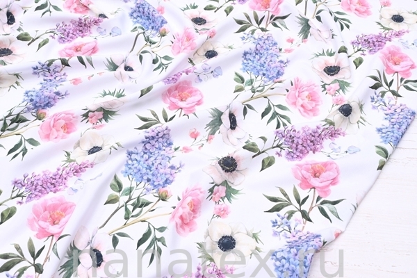 ТКАНЬ ПЛАТЕЛЬНАЯ ШТАПЕЛЬ 1597/200227 Цветы и сирень