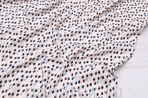 ТКАНЬ ПЛАТЕЛЬНАЯ ВИСКОЗА ТВИЛ 1430/200438 Ромбики шоколад с голубым