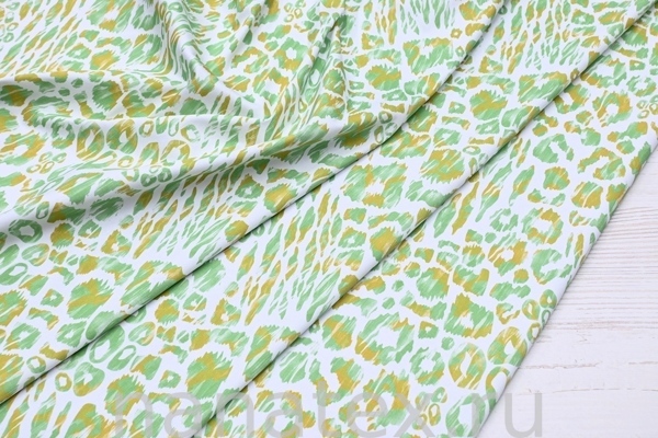 ТКАНЬ ПЛАТЕЛЬНАЯ ХЛОПОК стрейч 6020/200325 Энимал зеленый лайм