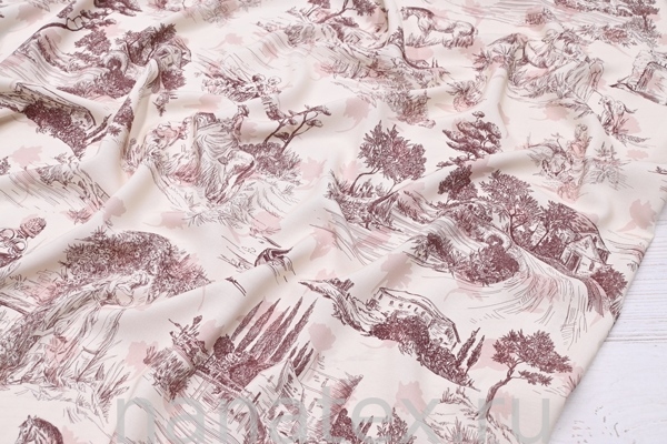 ТКАНЬ ПЛАТЕЛЬНАЯ ШТАПЕЛЬ 1597/200459 Пейзаж коричневый беж