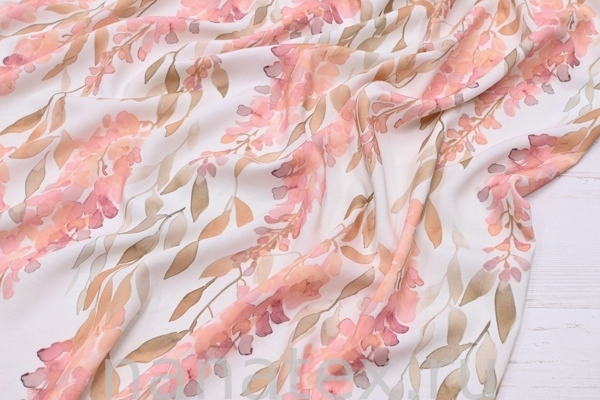 ТКАНЬ ПЛАТЕЛЬНАЯ ШТАПЕЛЬ 1597/200489 Глициния розовая
