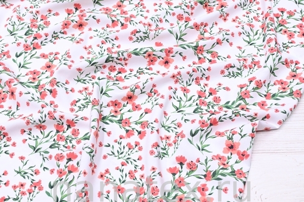 ТКАНЬ ПЛАТЕЛЬНАЯ ШТАПЕЛЬ 1597/200232 Красные цветочки