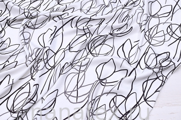 ТКАНЬ ПЛАТЕЛЬНАЯ ВИСКОЗА САТИН стрейч 1330/200313 черно-белый