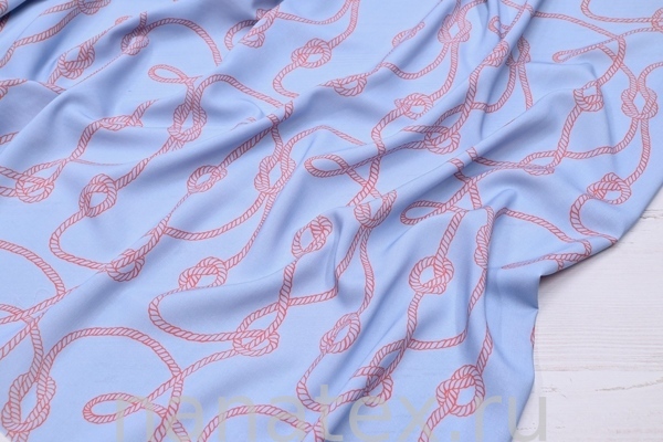 ТКАНЬ ПЛАТЕЛЬНАЯ ШТАПЕЛЬ 1597/200478 Канаты на голубом